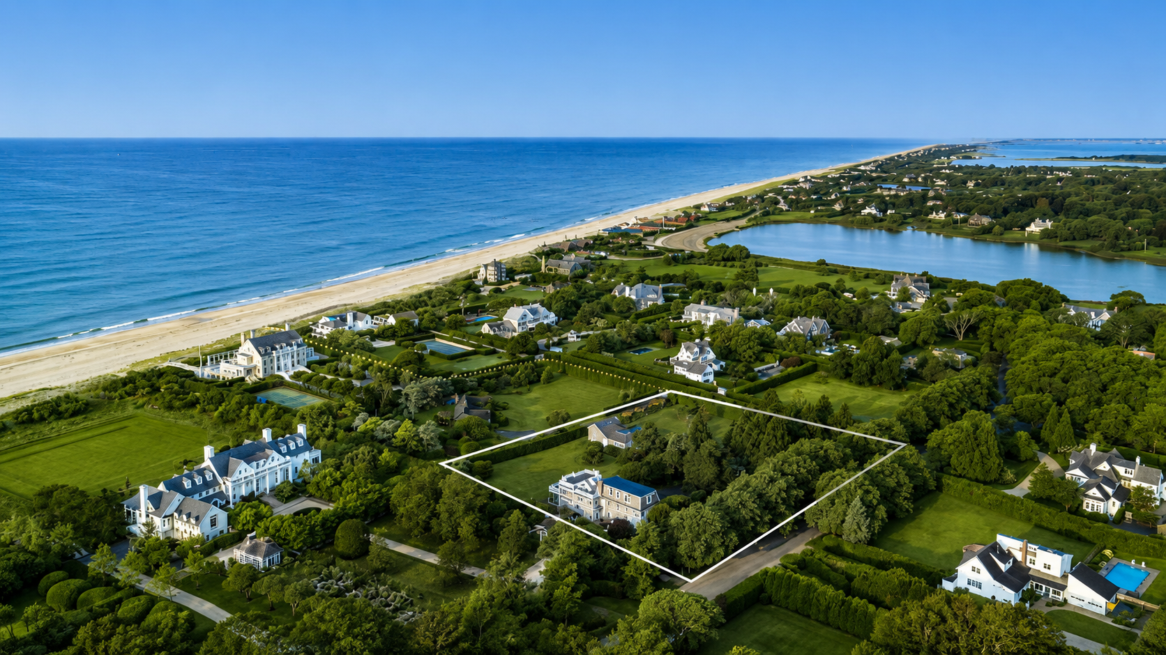 Aerial view toward Meadow Beach and deeded ocean access